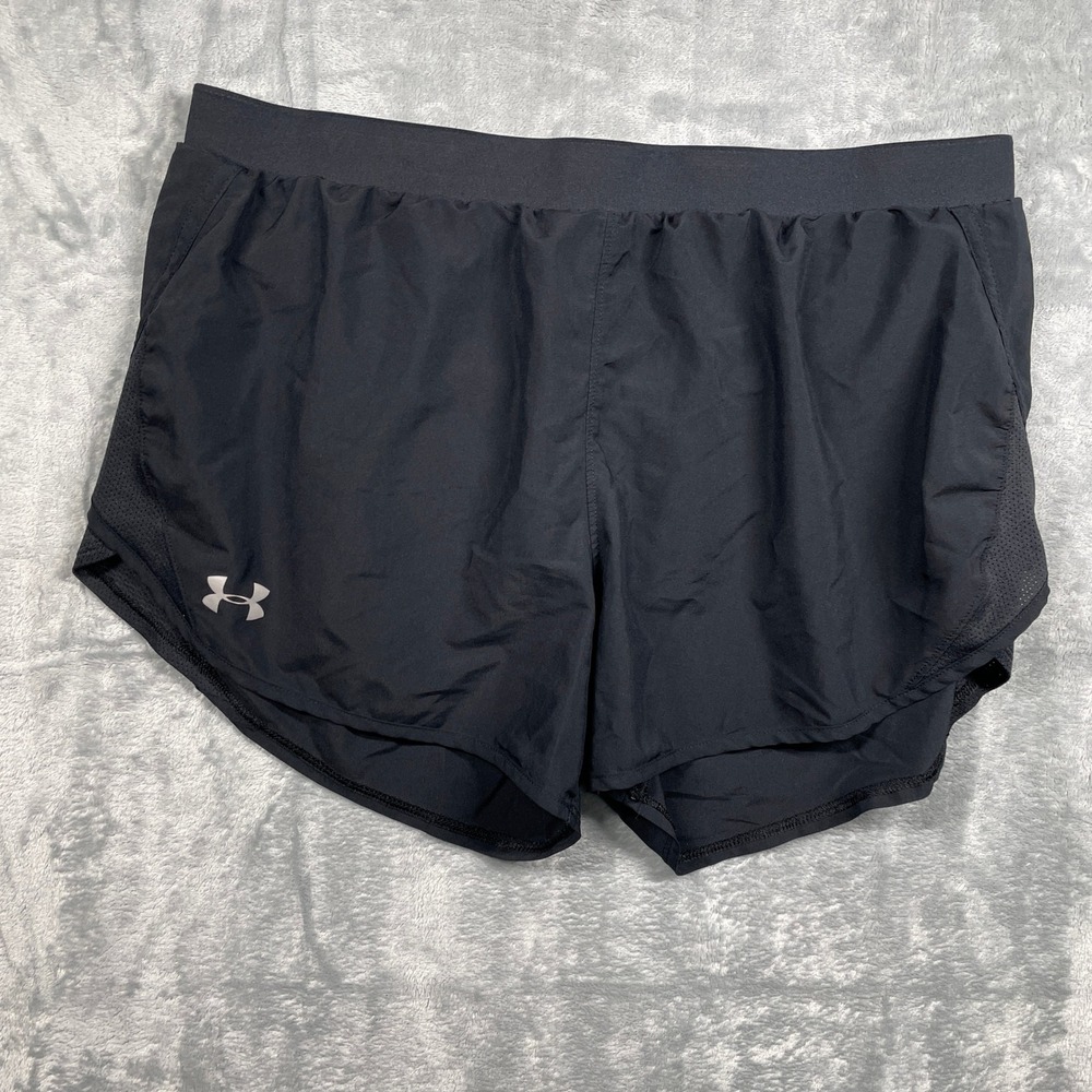 Under Armour HeatGear Loose Fit Black Running Shorts Women Large